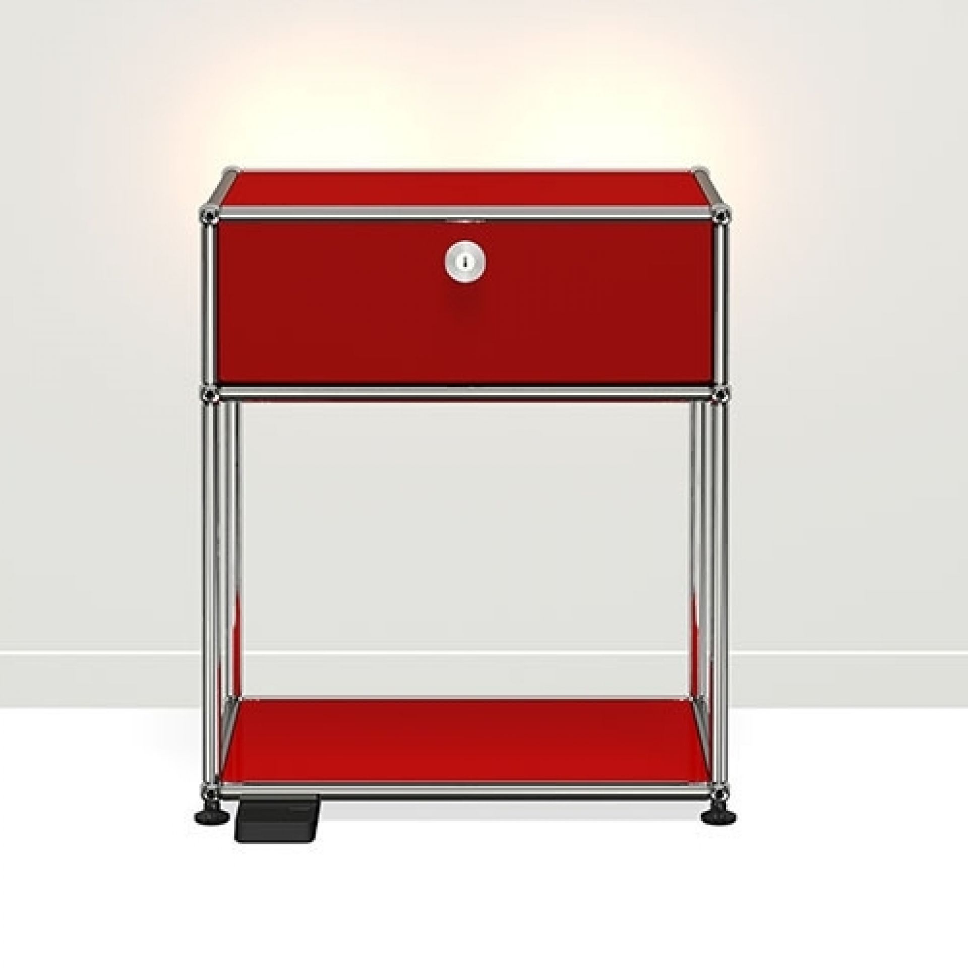 E table de chevet lumière dimmable rouge rubis USM Haller