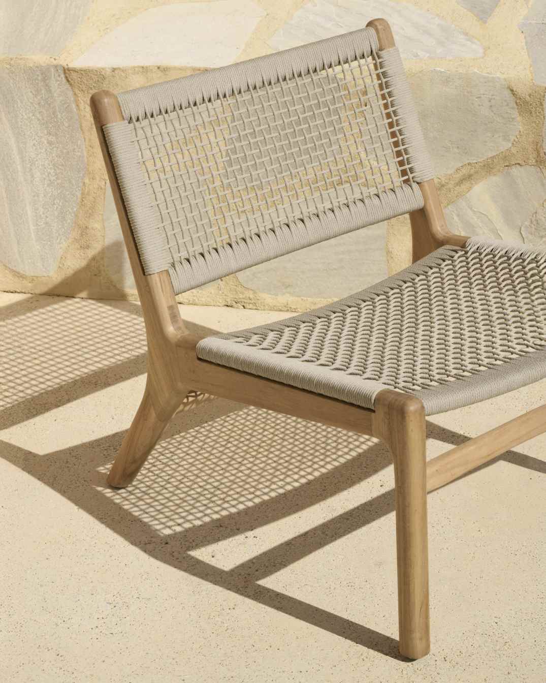 Jack Woven Fauteuil Lounge Extérieur Teck Cordon Beige Ethnicraft