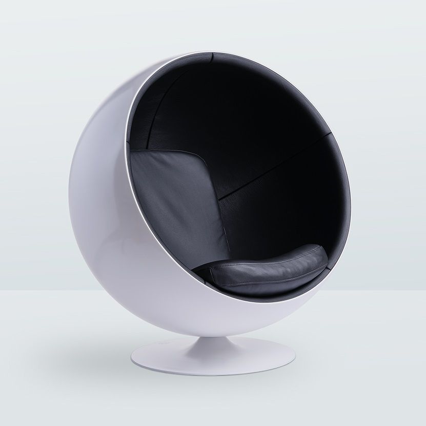 The Leather Ball Chair Fauteuil en cuir noir Eero Aarnio Originals