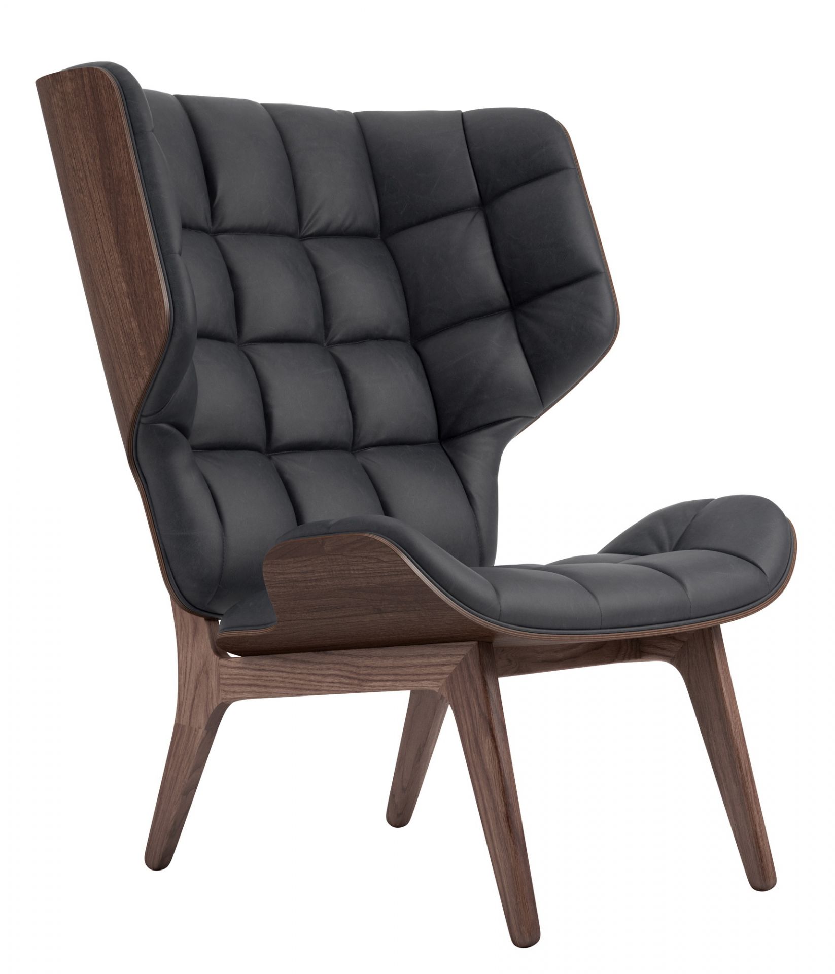 Mammoth Chair Fauteuil Revêtement en cuir Norr11 Chêne noir Dunes Cuir brun foncé