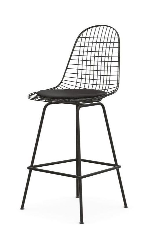 Eames Wire Bar Stool Tabouret de bar moyen avec coussin d'assise Vitra 