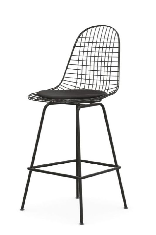 Eames Wire Bar Stool Tabouret de bar moyen avec coussin d'assise Vitra 