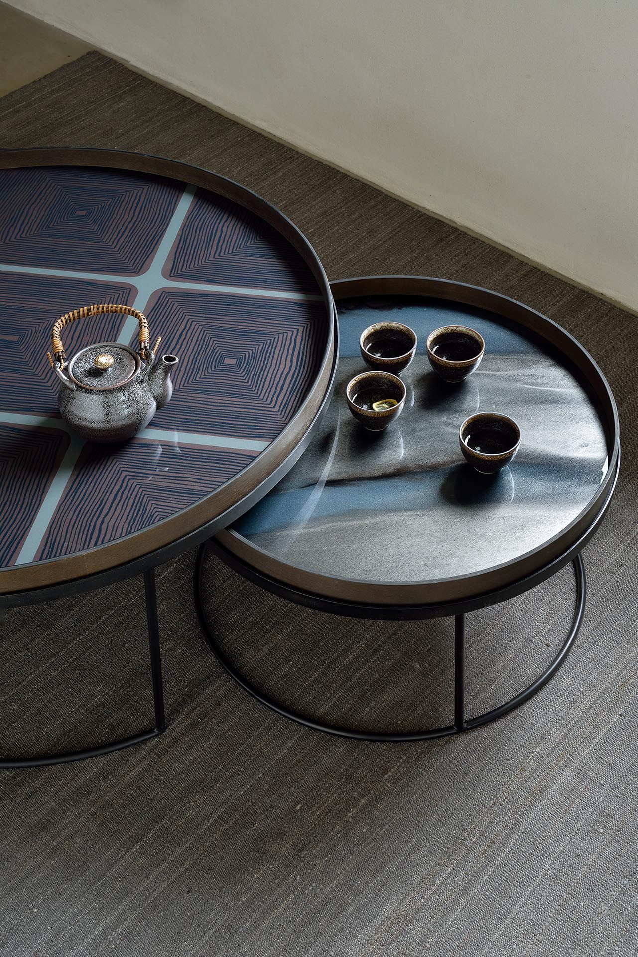 Table basse 2 pièces Noir Rond L/XL Ethnicraft 