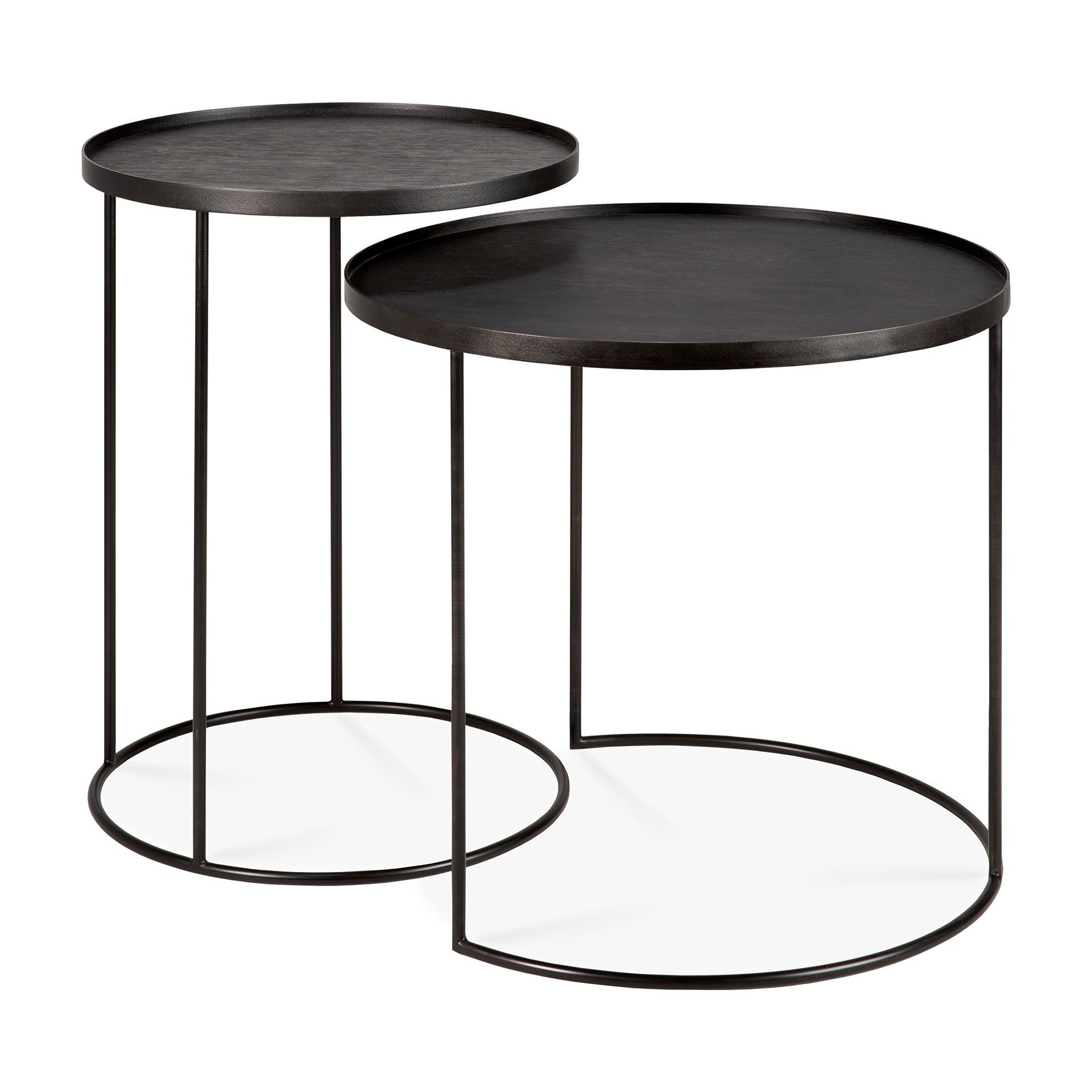 Set de 2 tables d'appoint Noir Rond S/L Ethnicraft 