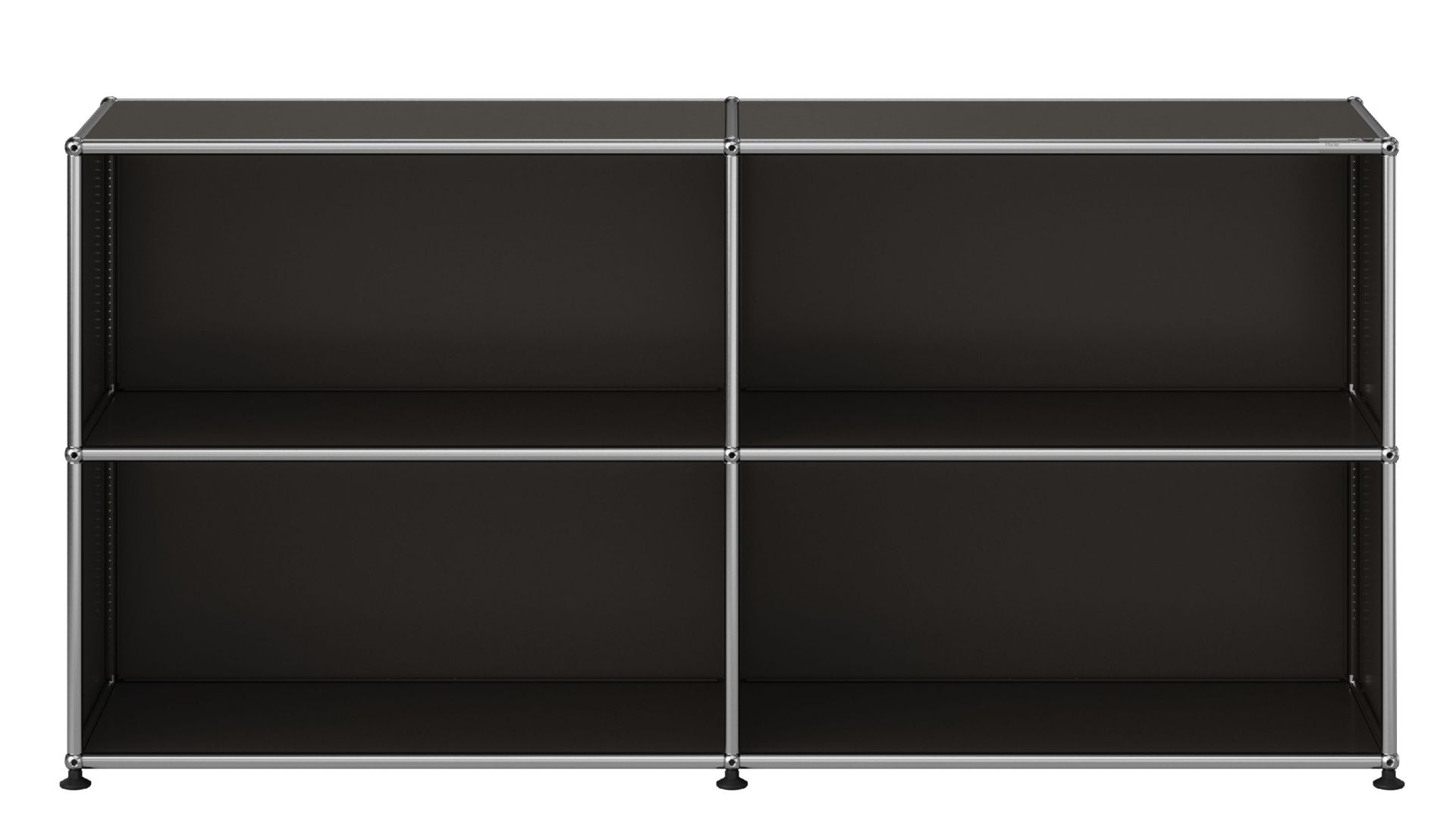 USM Haller Sideboard offen mit vier Fächern schwarz