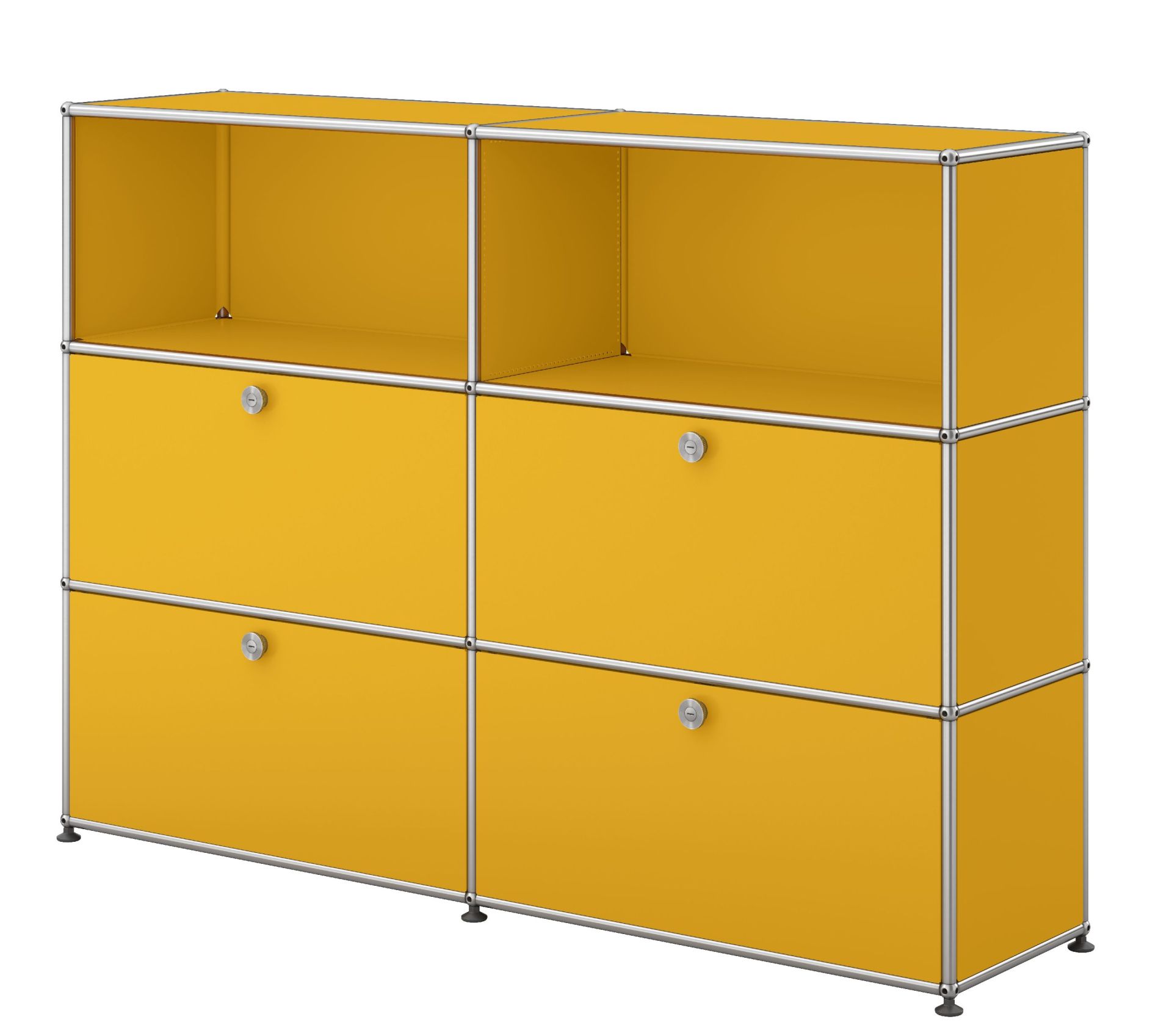 USM Haller Highboard 2 portes / 2 rabats / 2 tiroirs Jaune doré