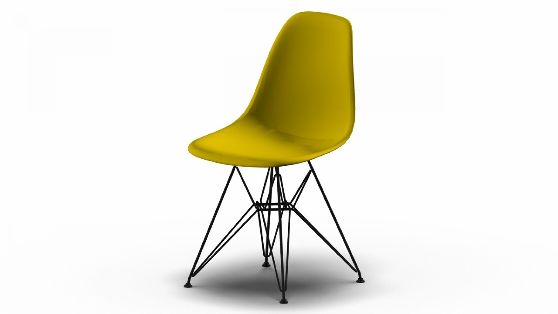 Eames Plastic Side Chair DSR Chaise Vitra Noir-Moutarde