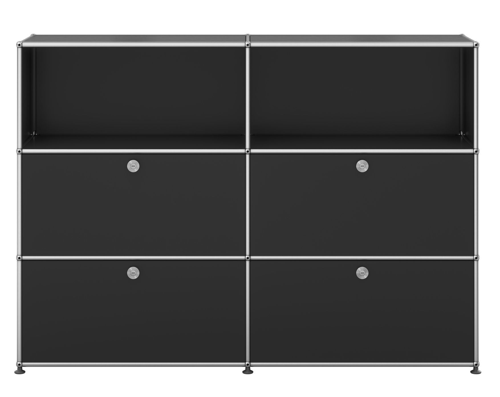 USM Haller Highboard 2 Open / 2 Flaps / 2 Drawer Noir graphite - FAST DELIVERY        USM Haller Highboard 2 Open / 2 Flaps / 2 Drawer Noir graphite - FAST DELIVERY