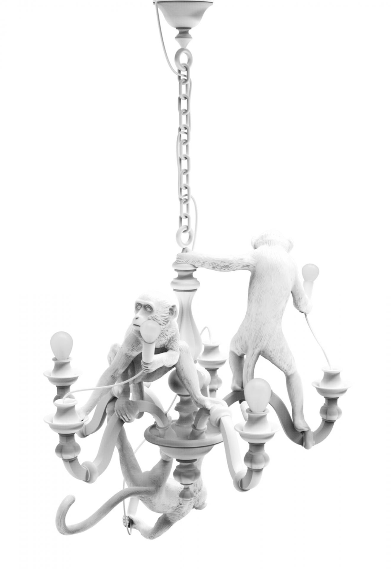 Monkey Chandelier Lampe de suspendue Seletti Blanc