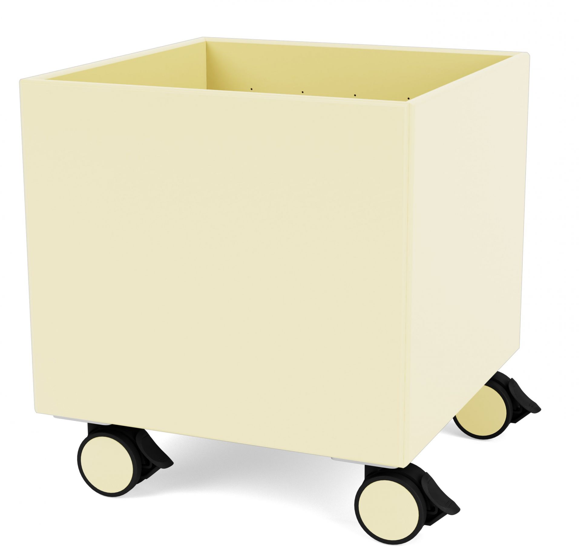 Colour Box I Boîte de rangement sur roulettes Montana Camomile 159 Colour Box Aufbewahrungsbox auf Rollen in Camomile: Quadratische, offene Box mit Rollen für flexible Aufbewahrung.