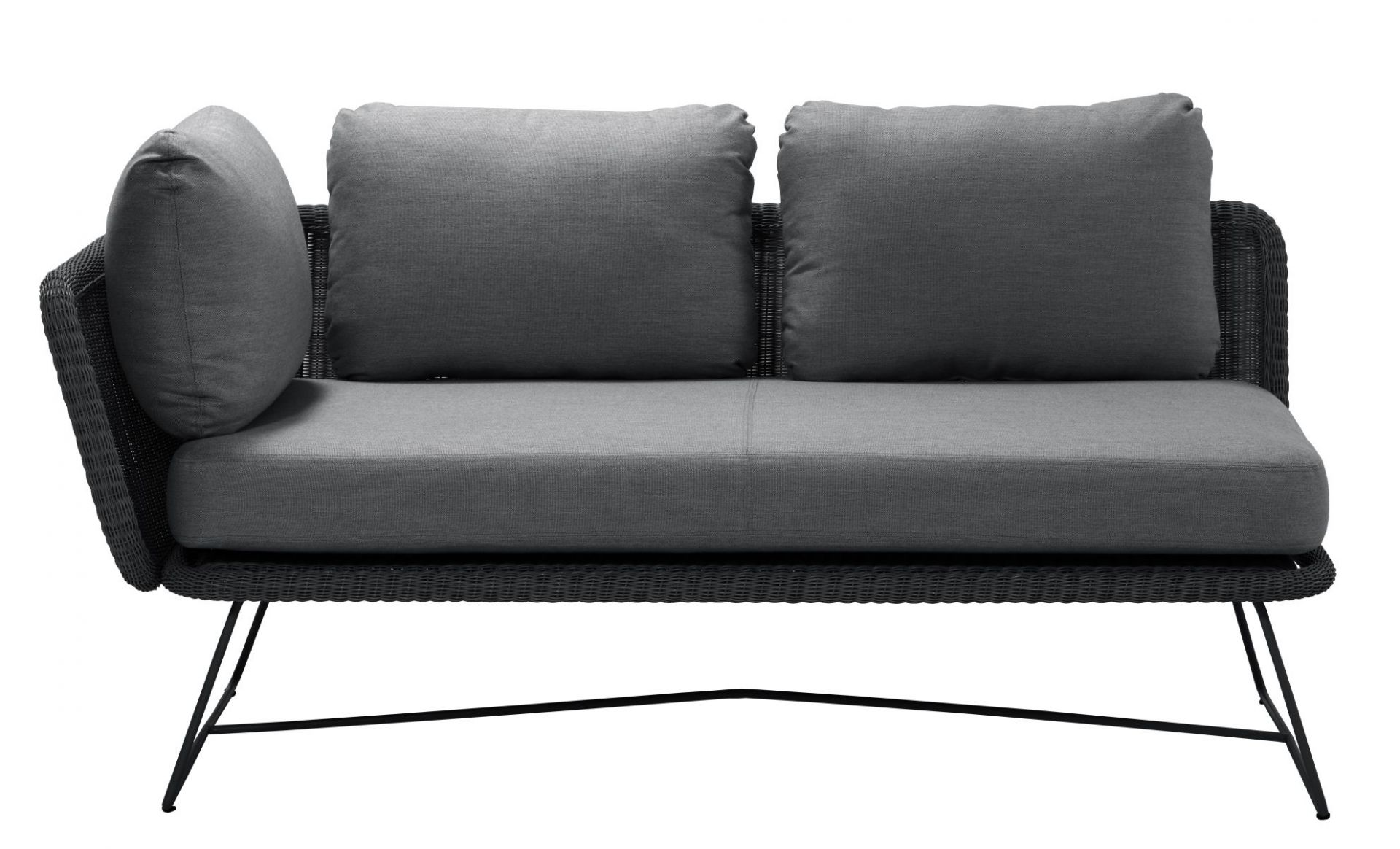 Horizon Outdoor Sofa modulaire 2 places droit Cane-Line Structure noire / Coussin gris