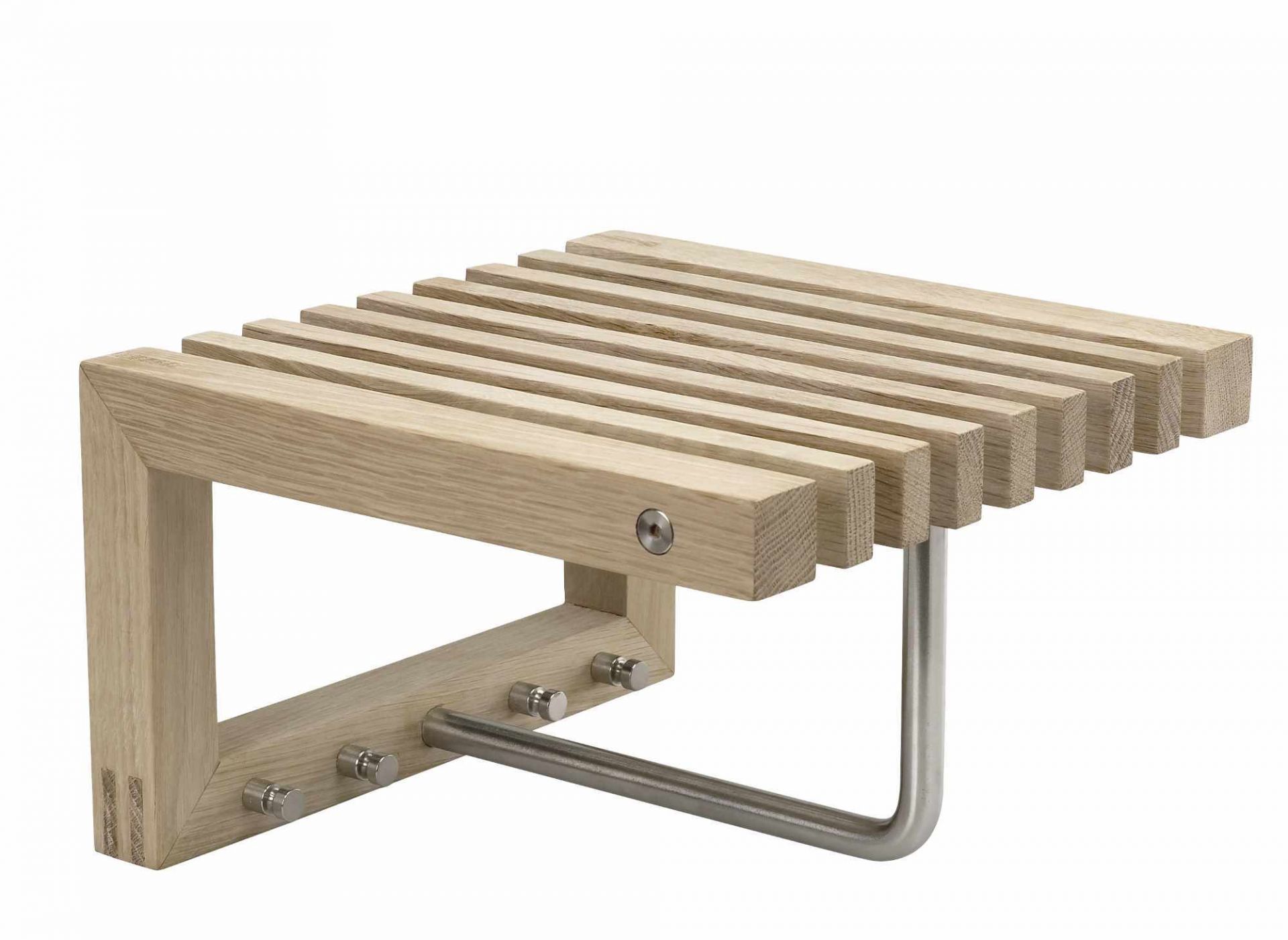 Cutter Mini Wandgarderobe aus Eiche mit Kleiderstange aus Metall, moderne Garderobenlösung für Flur.