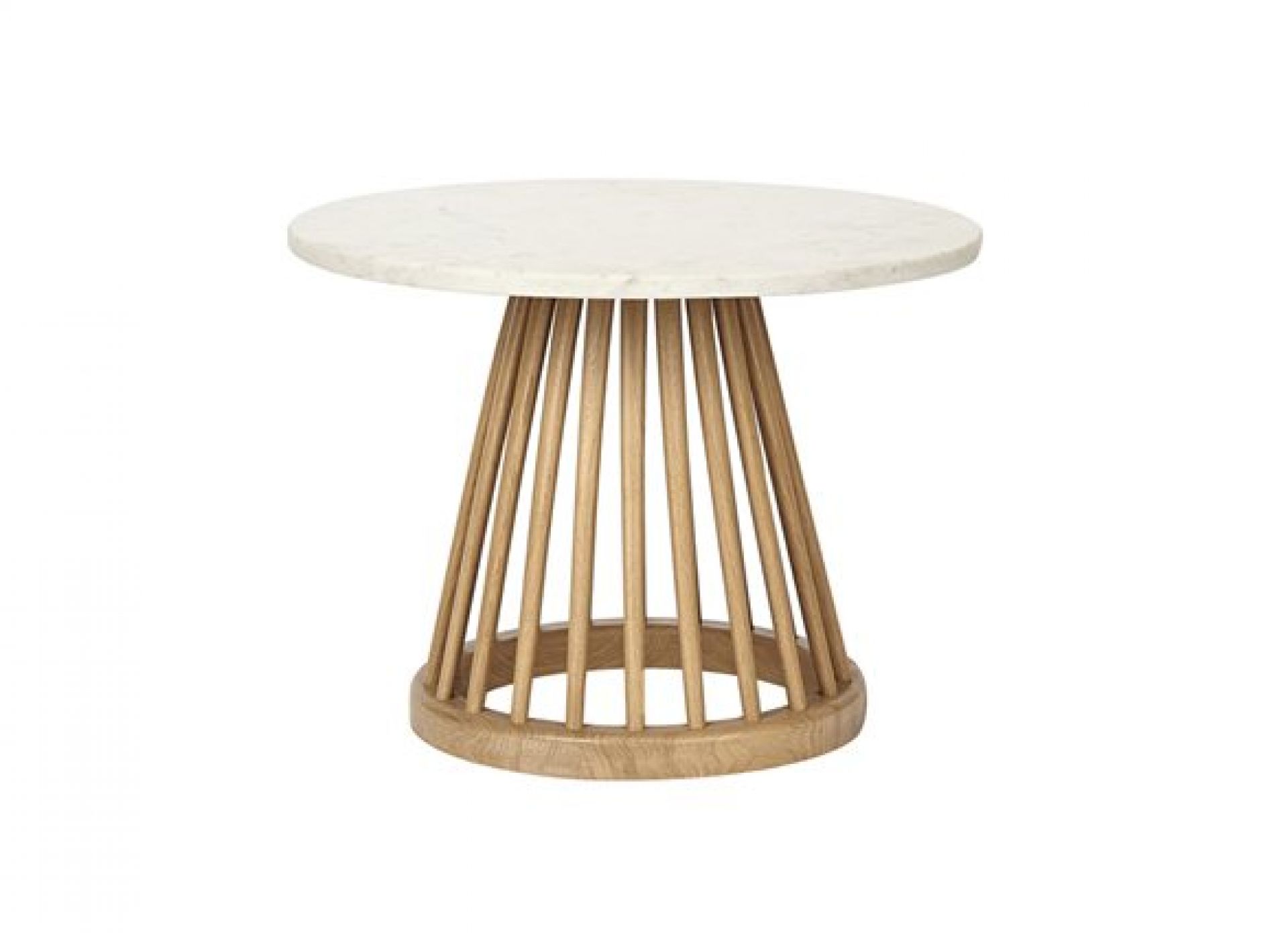 Fan table 600 structure en chêne / plateau en marbre blanc Tom Dixon