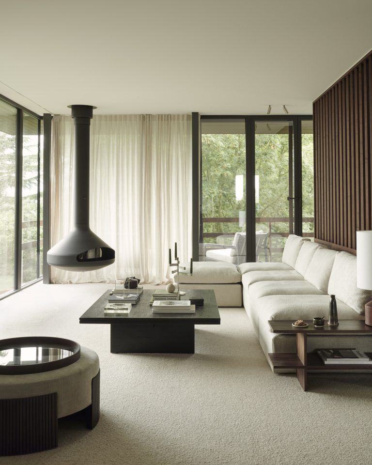 Roller Max Pouf Acajou Marron Foncé / Tissu Riz Ethnicraft