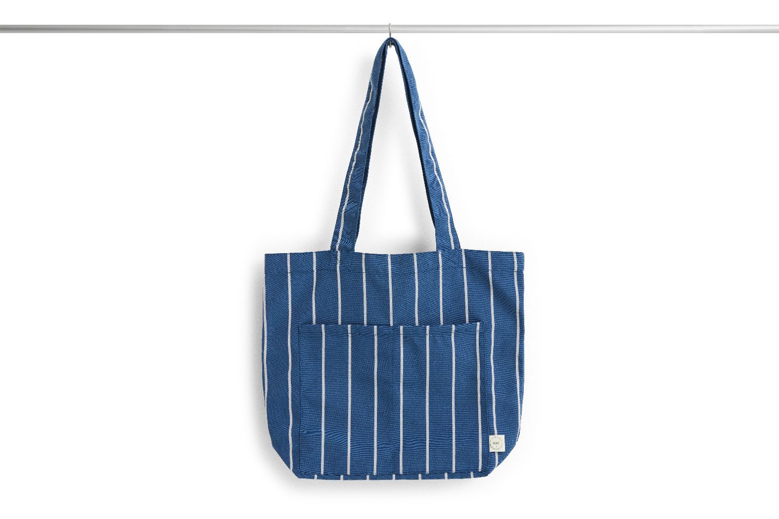 Sac cabas de marché extérieur bleu à rayures beiges couleur Hay