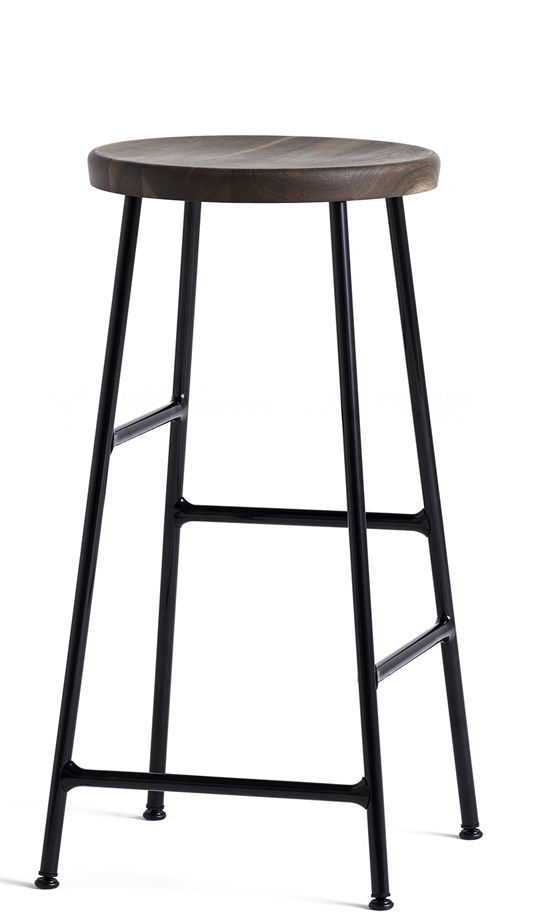 Cornet Bar Stool Low Tabouret de bar H 65 cm Hay Acier Soft époxy noir / Chêne fumé huilé
