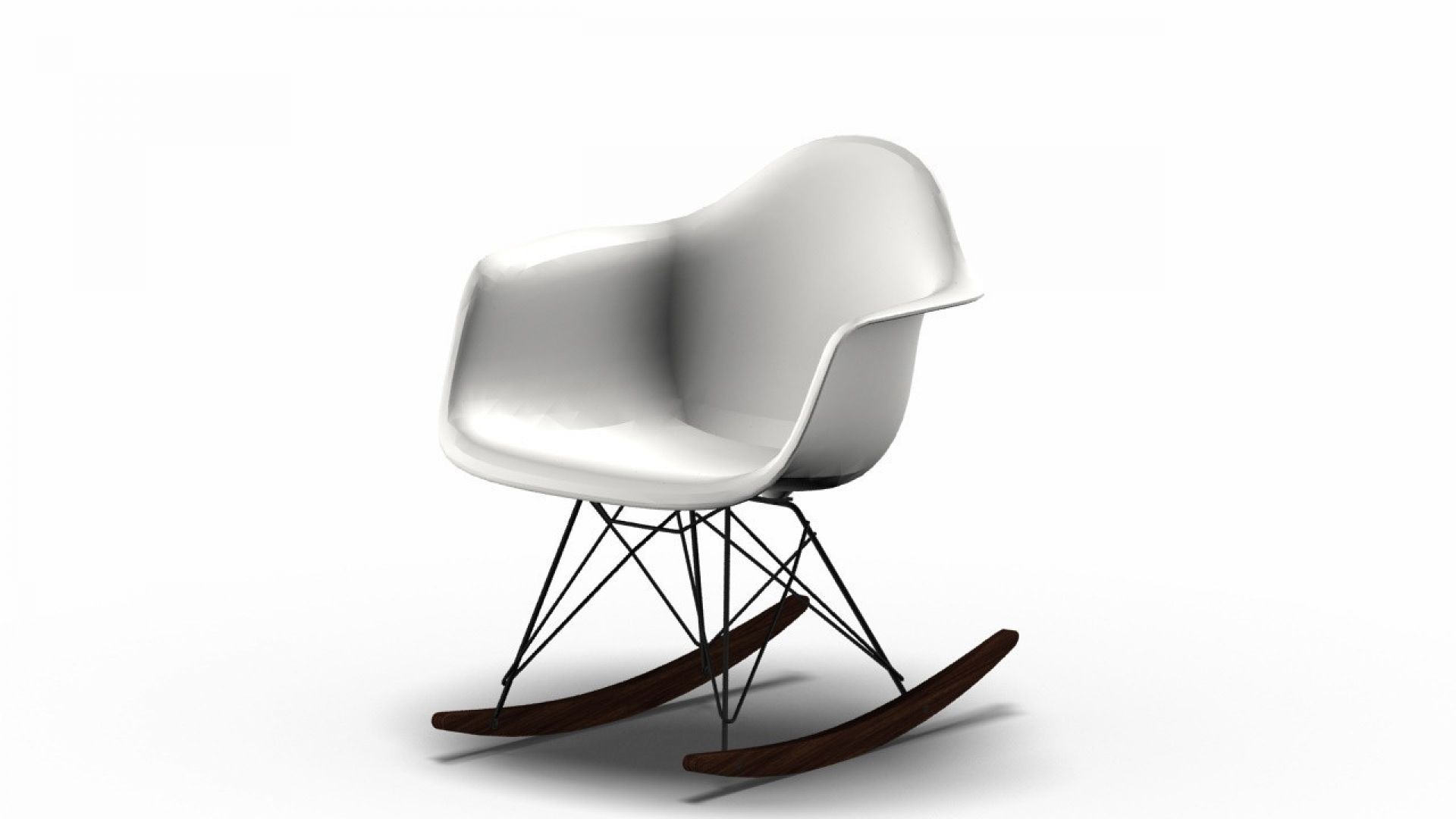 Eames Plastic Arm Rocking Chair chaise à bascule RAR Vitra Érable sombre-Noir-Blanc