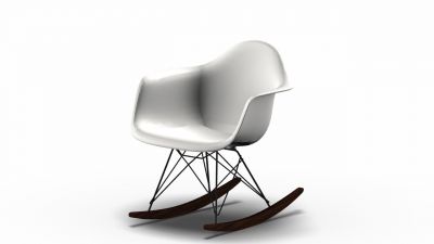 Eames Plastic Arm Rocking Chair chaise à bascule RAR Vitra Érable sombre-Noir-Blanc