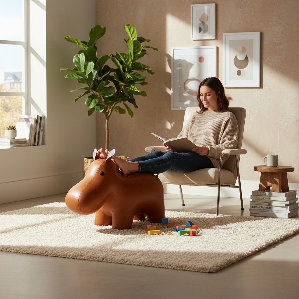 Animal en cuir XXL Butoir de porte Hippo Züny