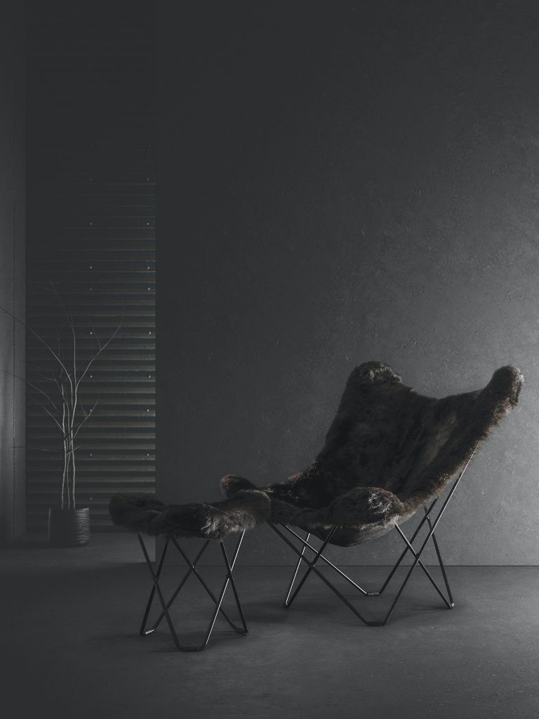 Iceland Mariposa Butterfly Chair Chaise Peau de mouton Cuero   