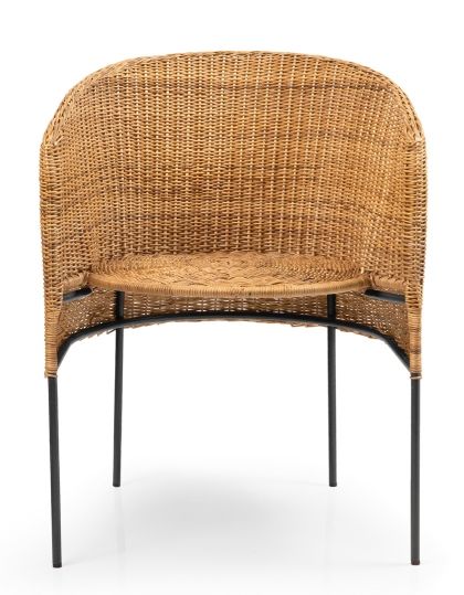 Caribe Natural Dining Chair chaise Outdoor ames Matériau naturel brut / Noir