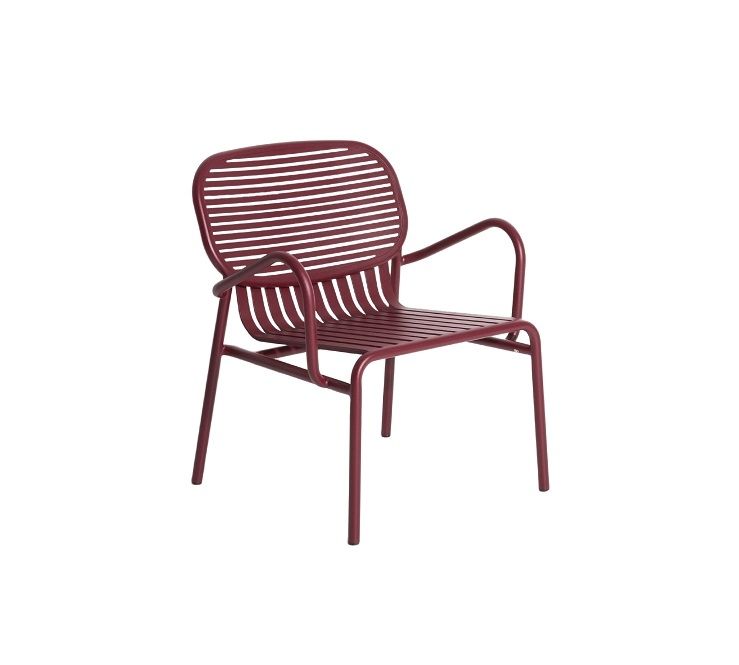 Week-End Garden Armchair Sessel Petite Friture Burgundy, moderner Outdoor Sessel aus Metall für Garten und Terrasse.