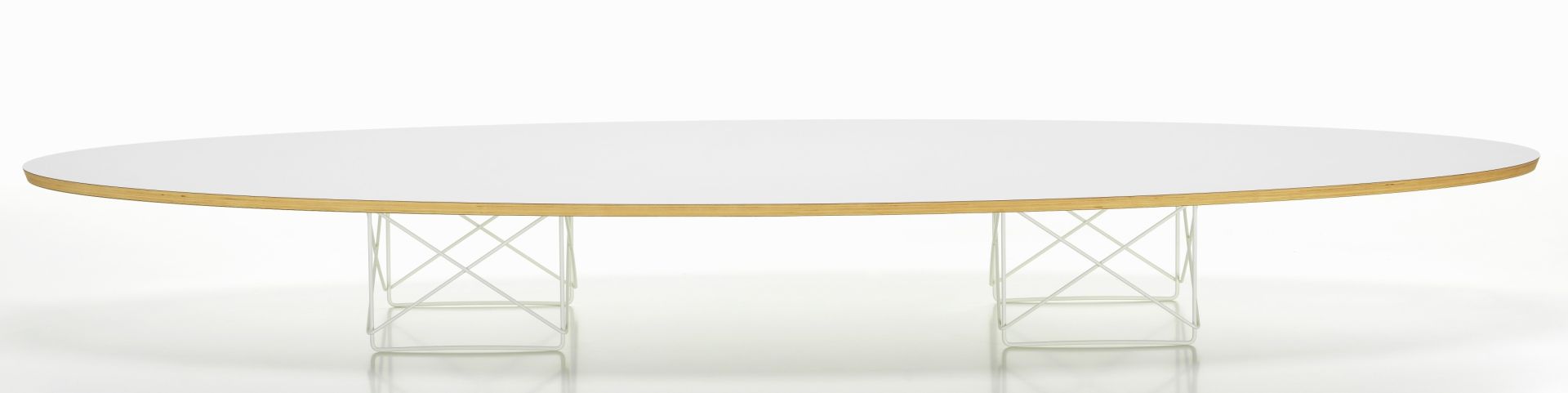 Elliptical Table ETR Table Eames / table basse Vitra HPL blanc, piétement blanc revêtu par poudre