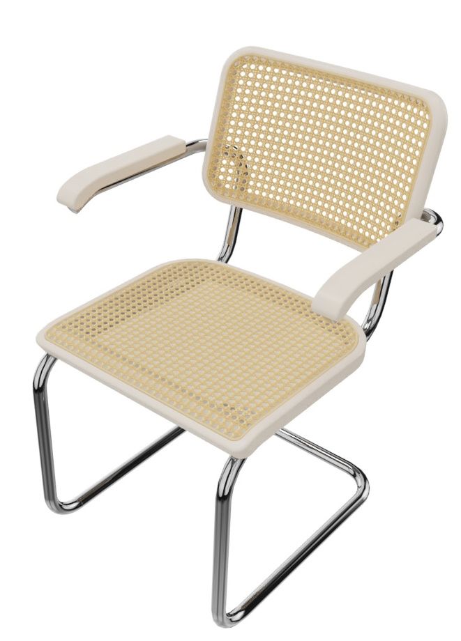 S 64 V Tube d'acier classique Chaise cantilever CHROME / BOIS BLANC LASIQUE Thonet OFFRE SPECIALE