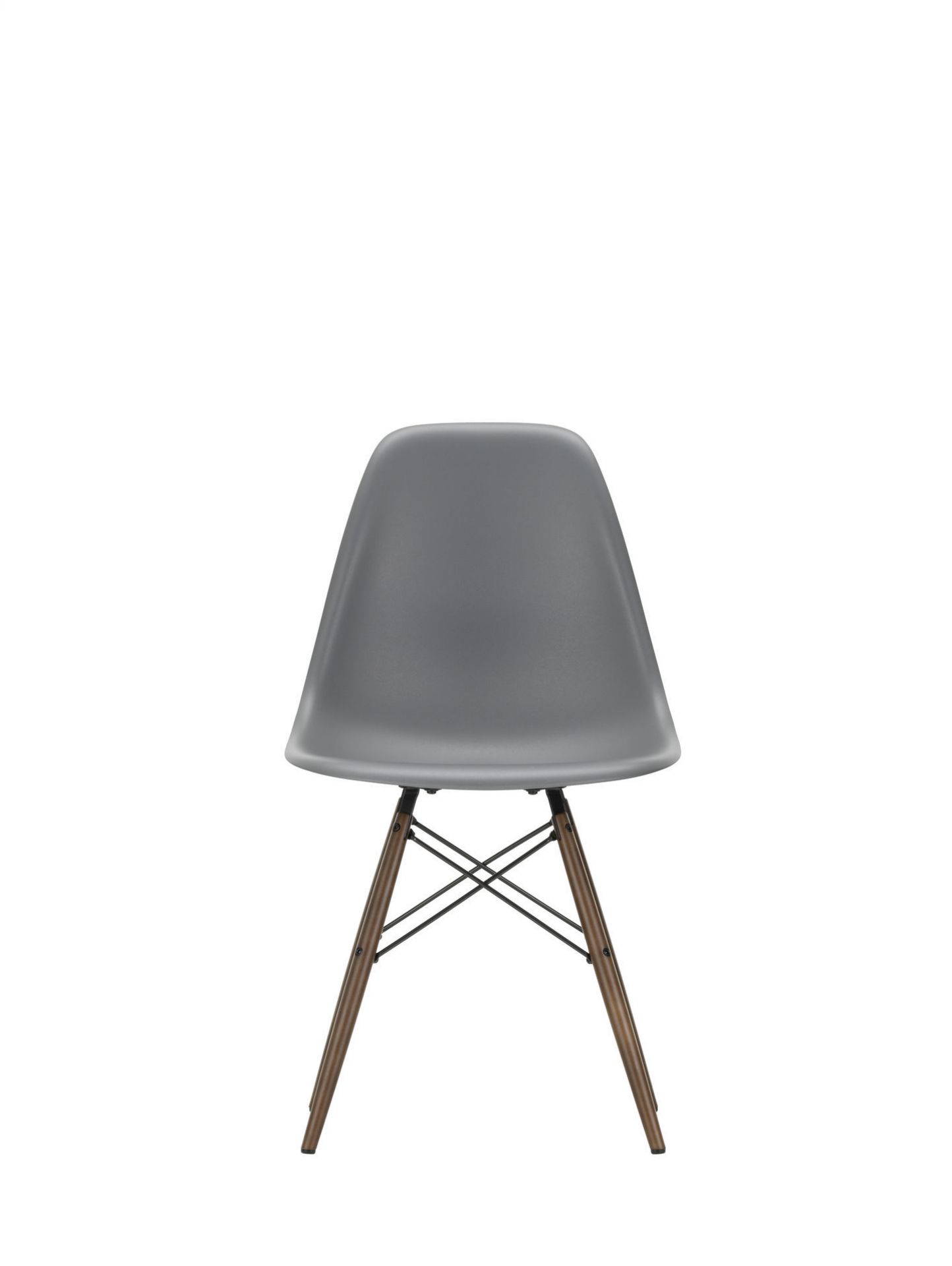 Eames Plastic Side Chair DSW in Meerblau mit Ahorn-Gestell, moderner Designstuhl von Vitra.