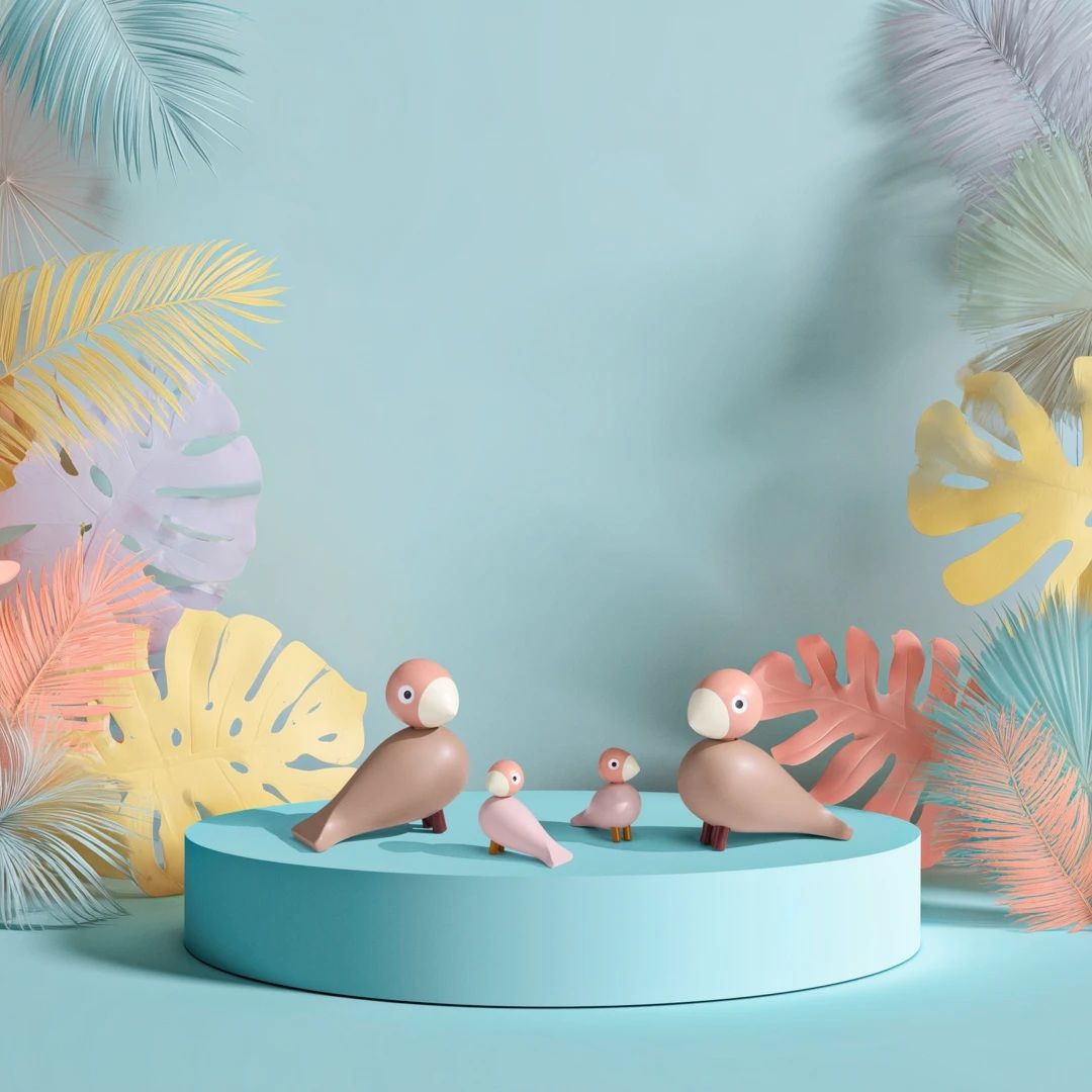 Liv & Lykke Rosa Oiseaux chanteur Kay Bojesen