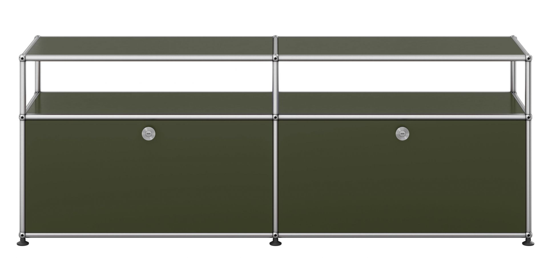 USM Haller Lowboard avec deux portes rabattables Vert olive NOUVEAU TEINTE STANDARD