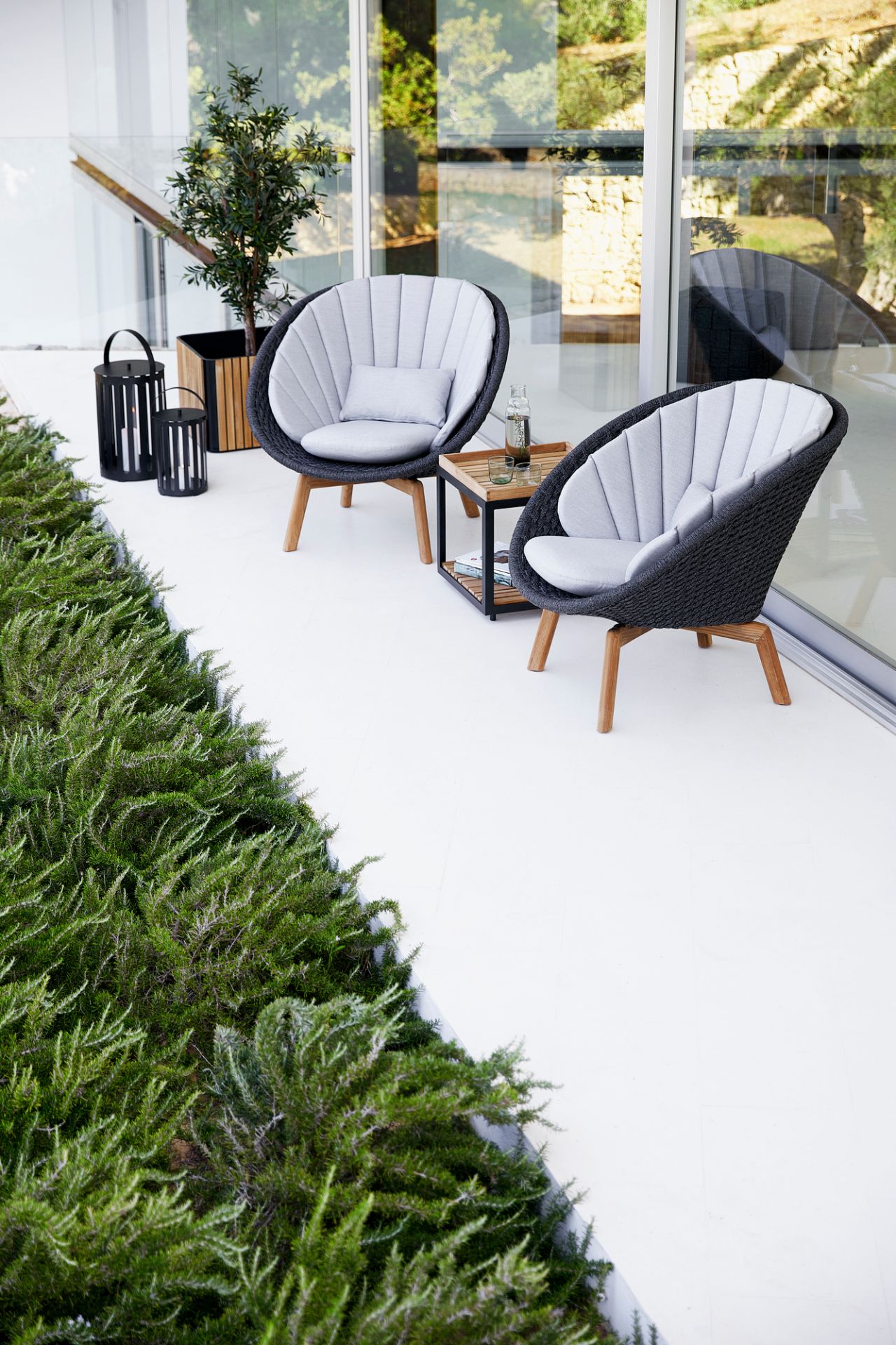 Peacock Outdoor Lounge chaise Rope Cane-Line gris clair