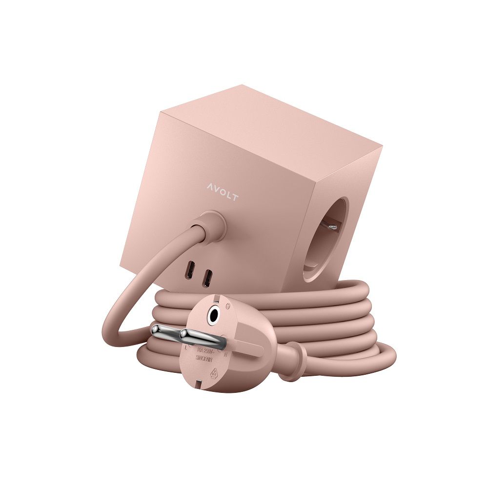 Square 1 - Avolt Power Cube avec USB-C, NOUVEAU ROSE, design DFP OFFRE SPECIALE