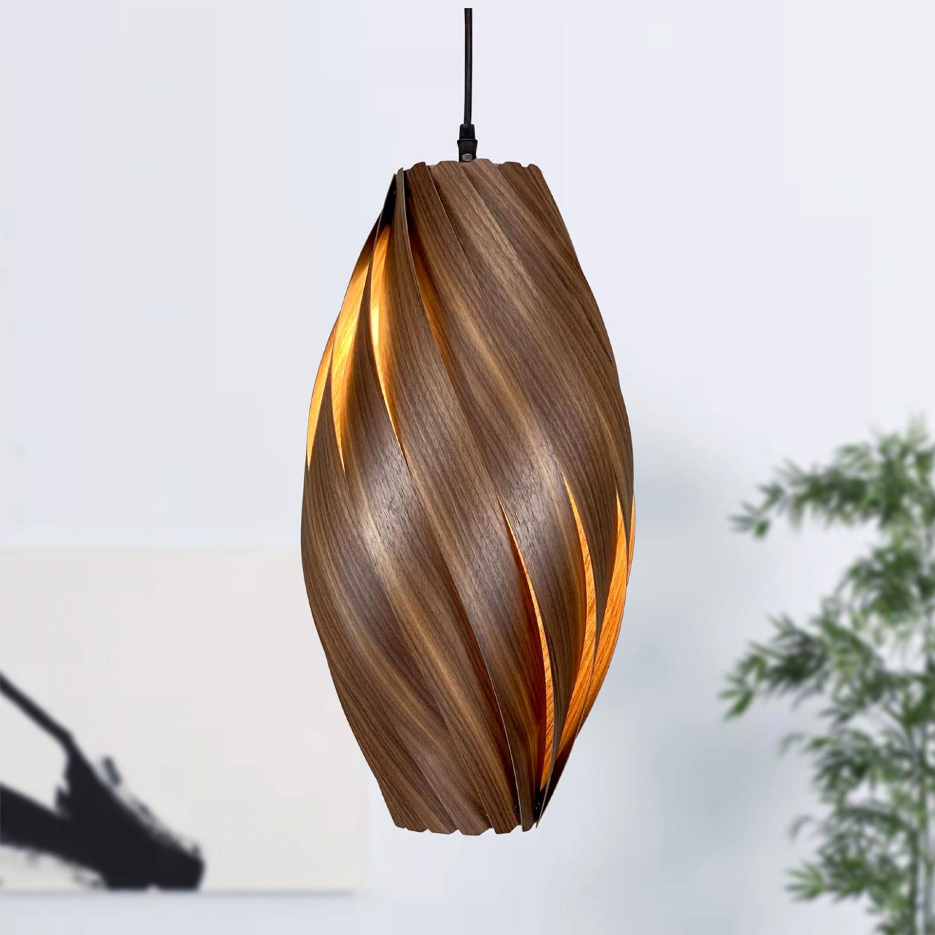 Ardére Lampe à suspendre allongée Noyer Gofurnit
