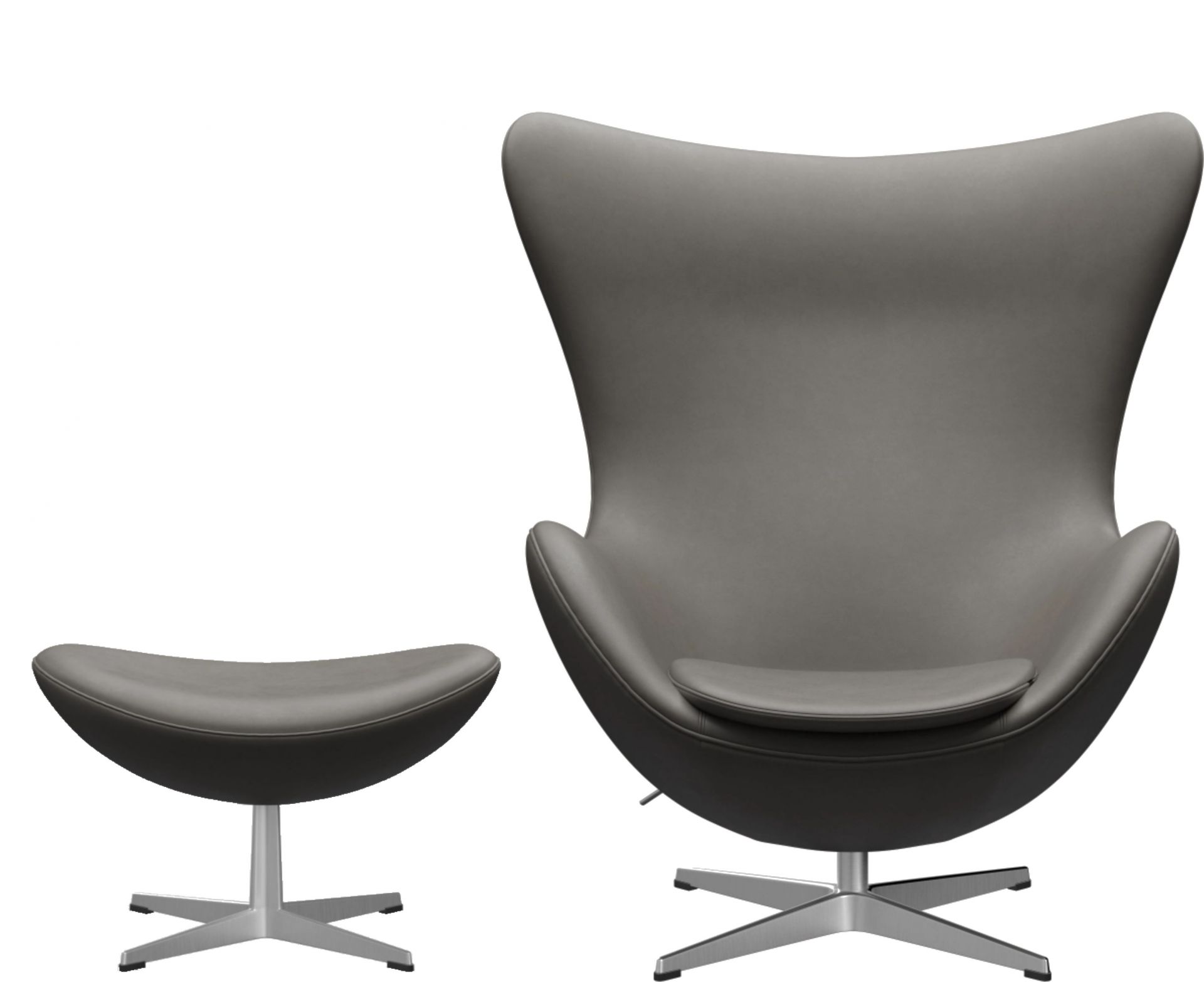 Egg Chair avec tabouret  Modèle d'action  Cuir Essential Lava Fritz Hansen