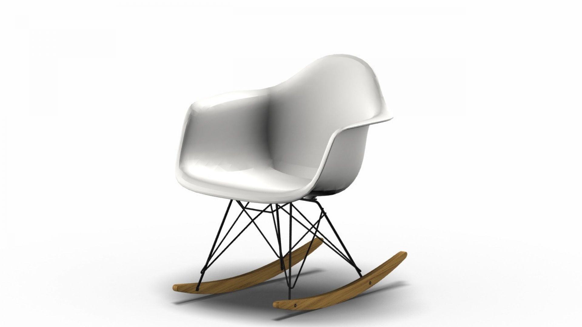 Eames Plastic Arm Rocking Chair chaise à bascule RAR Vitra Érable jaunâtre - Noir - Blanc