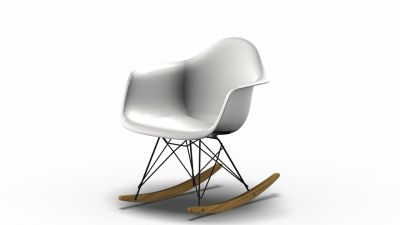 Eames Plastic Arm Rocking Chair chaise à bascule RAR Vitra Érable jaunâtre - Noir - Blanc