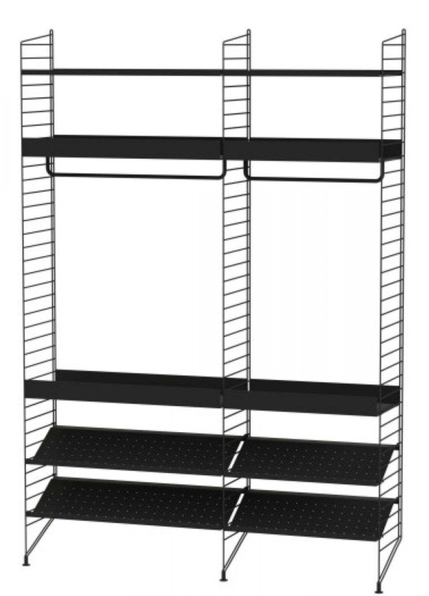 Système de rayonnage au sol de la chambre à coucher à cordes C String Furniture Noir - Noir