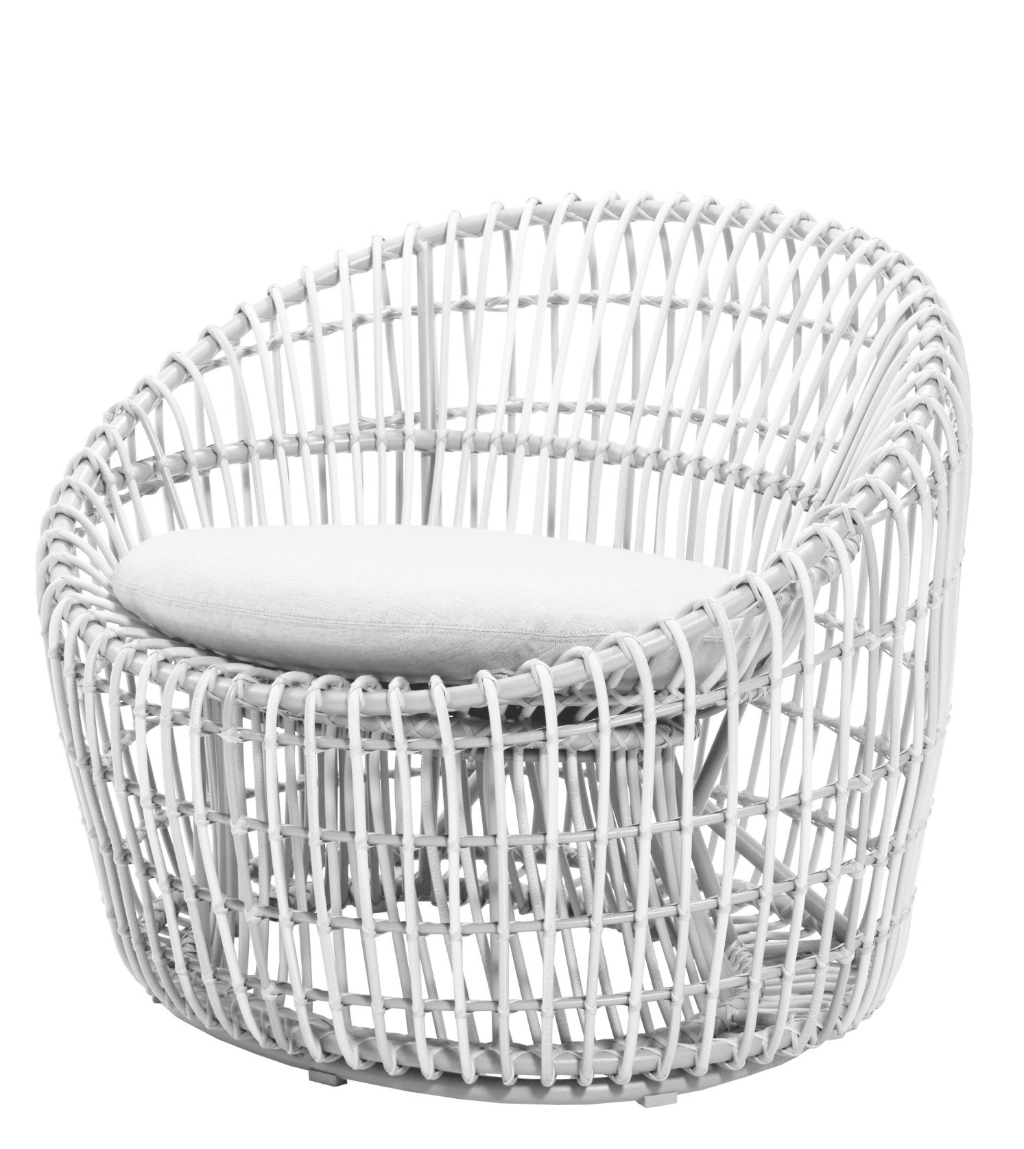 Nest Outdoor Round Fauteuil avec Coussin Cane-Line Structure Blanc / Coussin Blanc