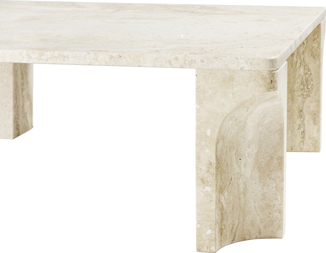 Doric Table basse carrée Travertin blanc Gubi