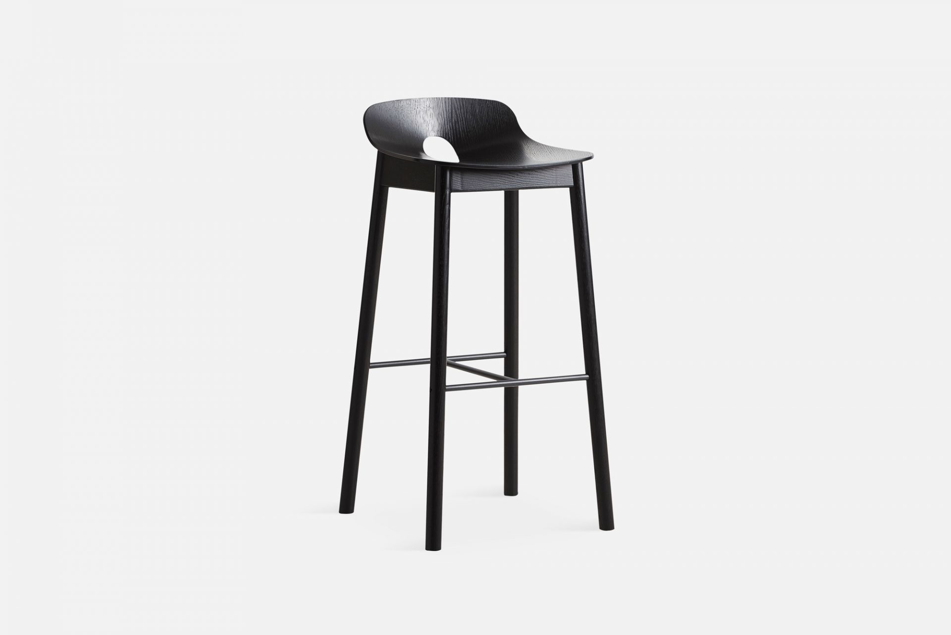 Mono Tabouret de Bar Cendre Laquée Noir Woud