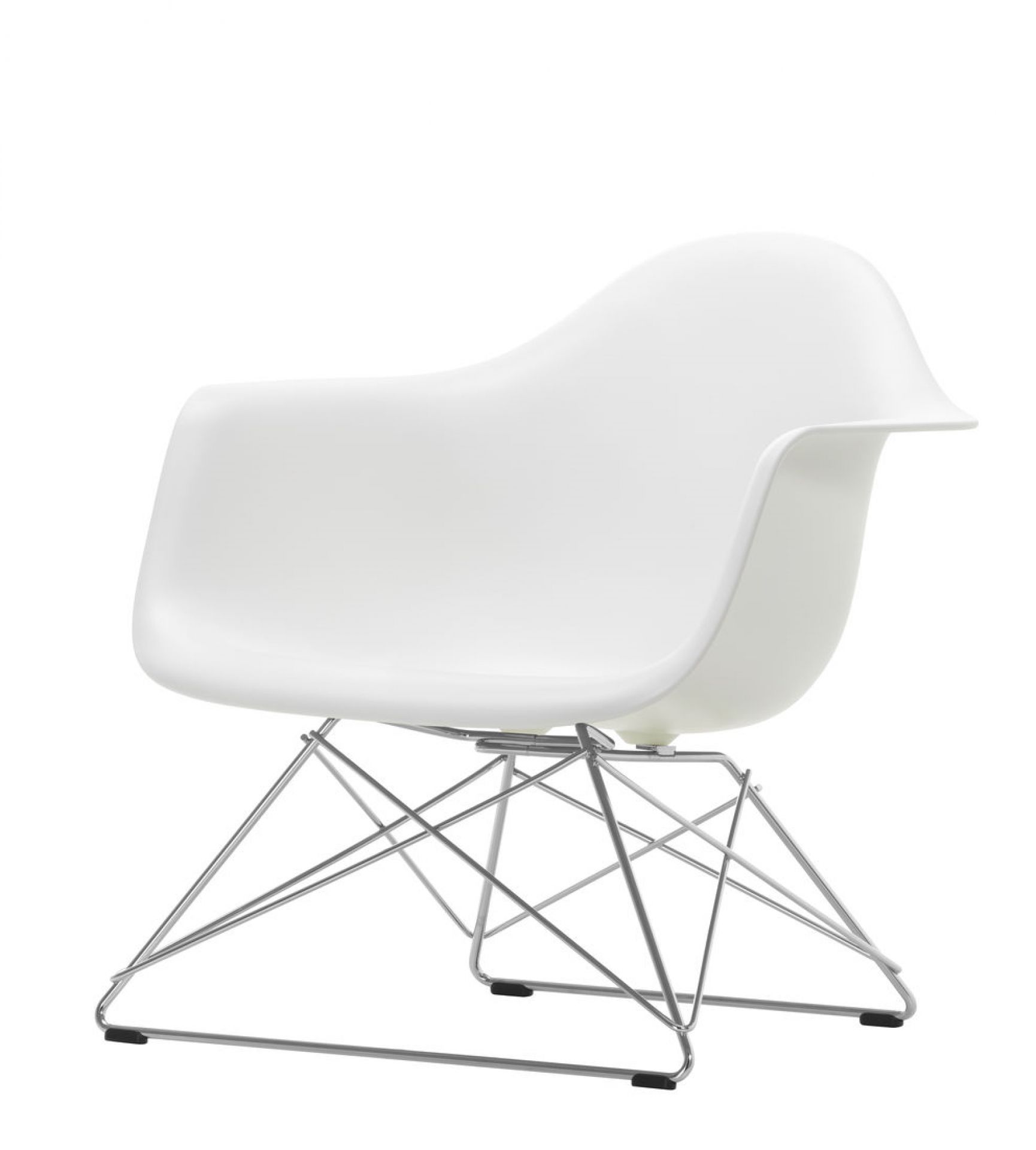 Eames Plastic Arm Chair LAR Chaise Vitra Blanc - Chromé