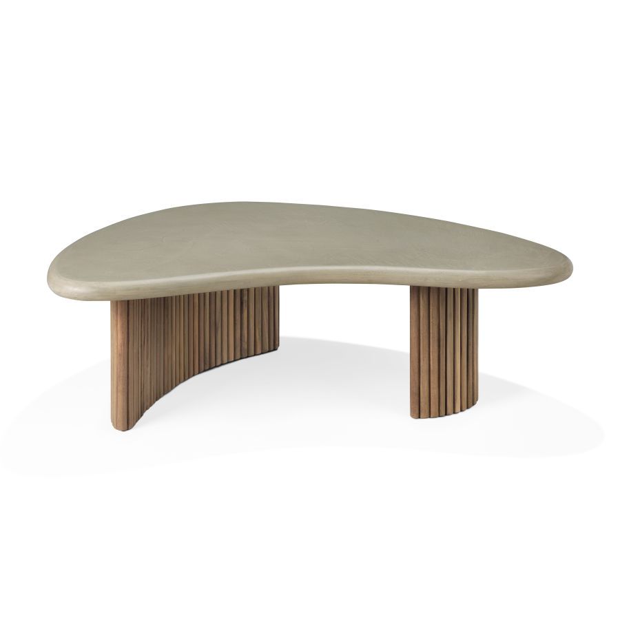 Boomerang Table basse d'extérieur béton/teck Ethnicraft