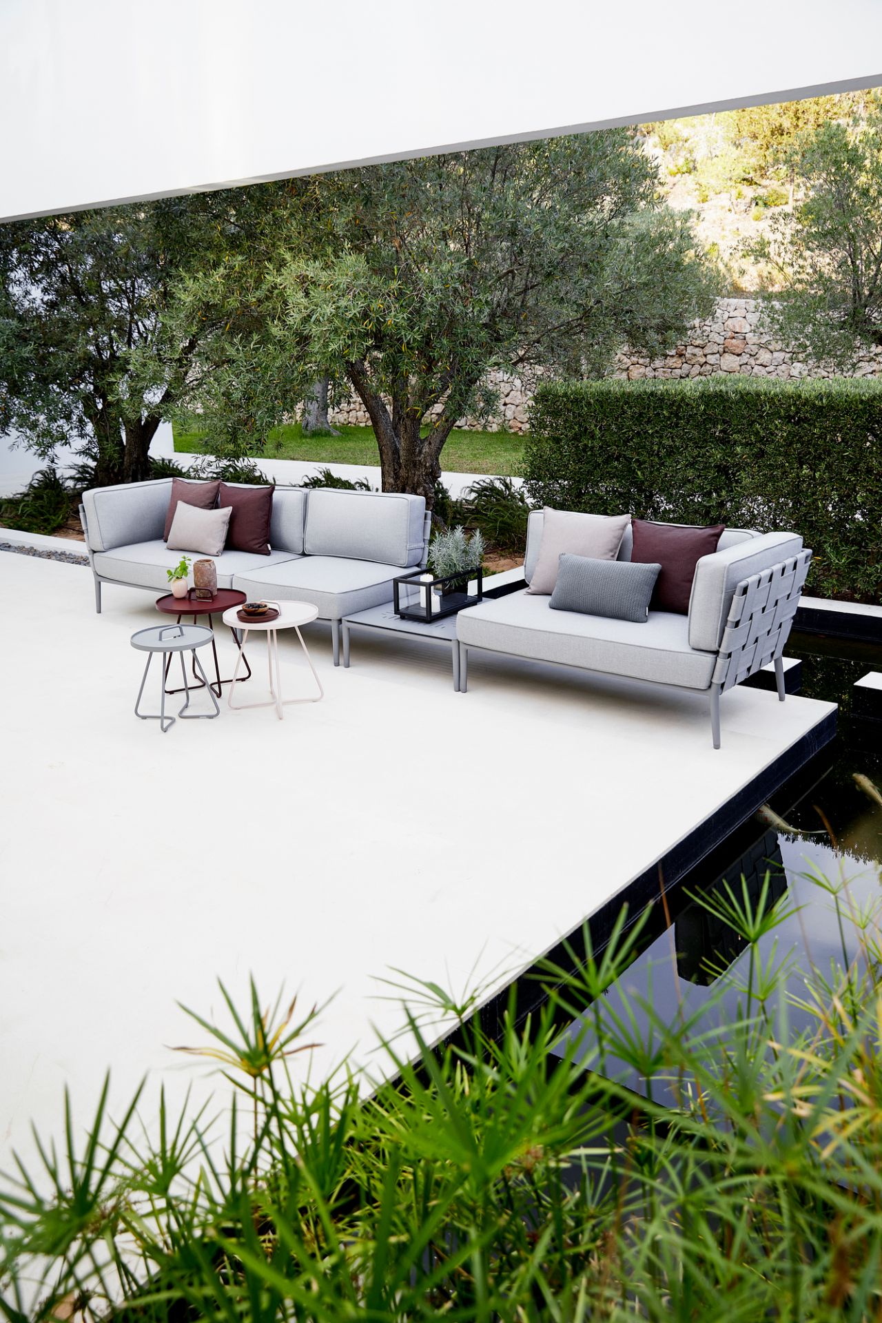 Conic AirTouch Outdoor 2 places canapé modulaire gauche gris clair Cane-Line