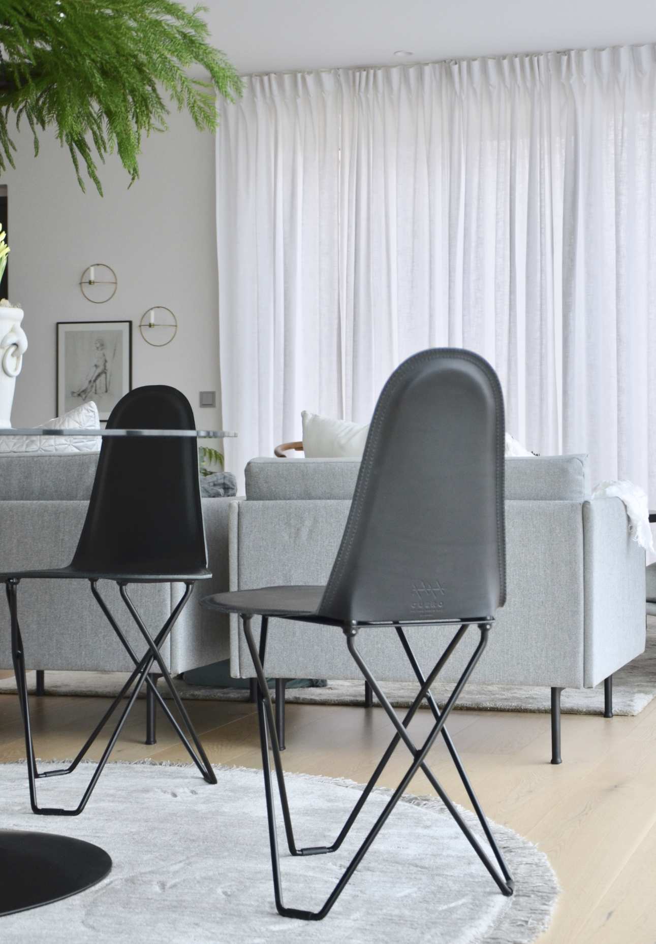 Chaise Cactus recouverte de cuir Cuero