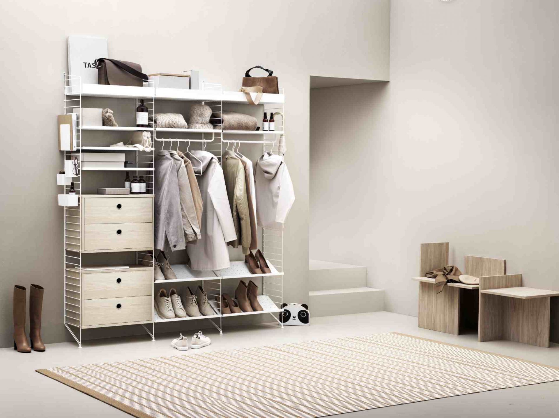 Système de rayonnage au sol de la chambre à coucher à cordes C String Furniture Beige - Beige