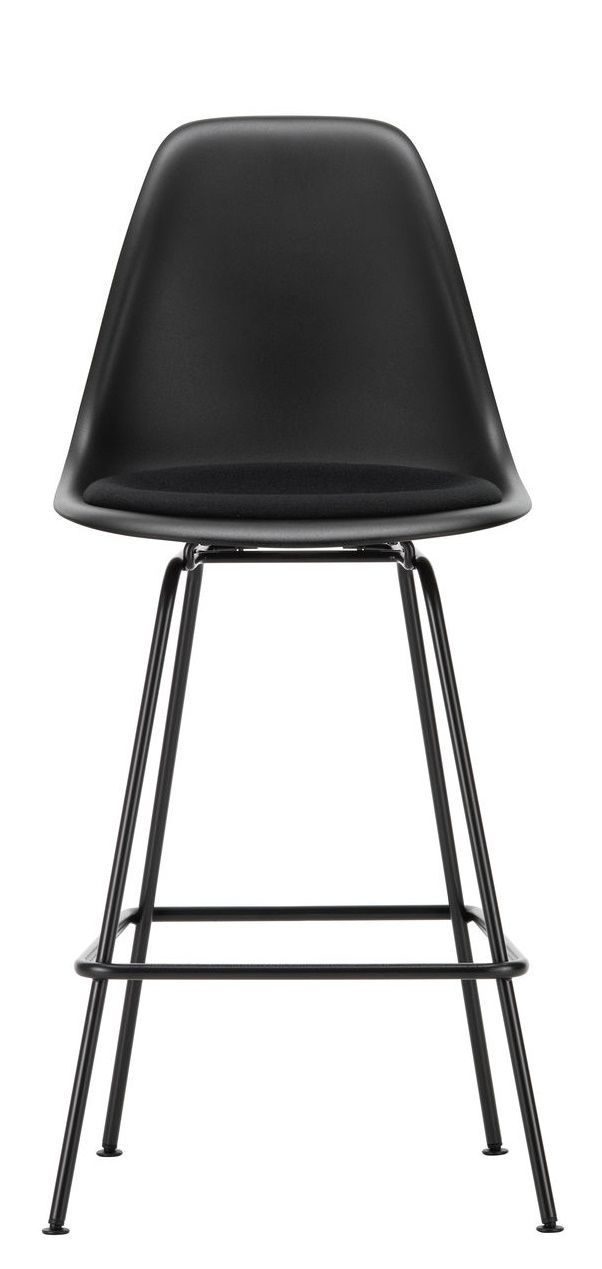 Eames Plastic Bar Stool Tabouret de bar moyen avec coussin d'assise Vitra