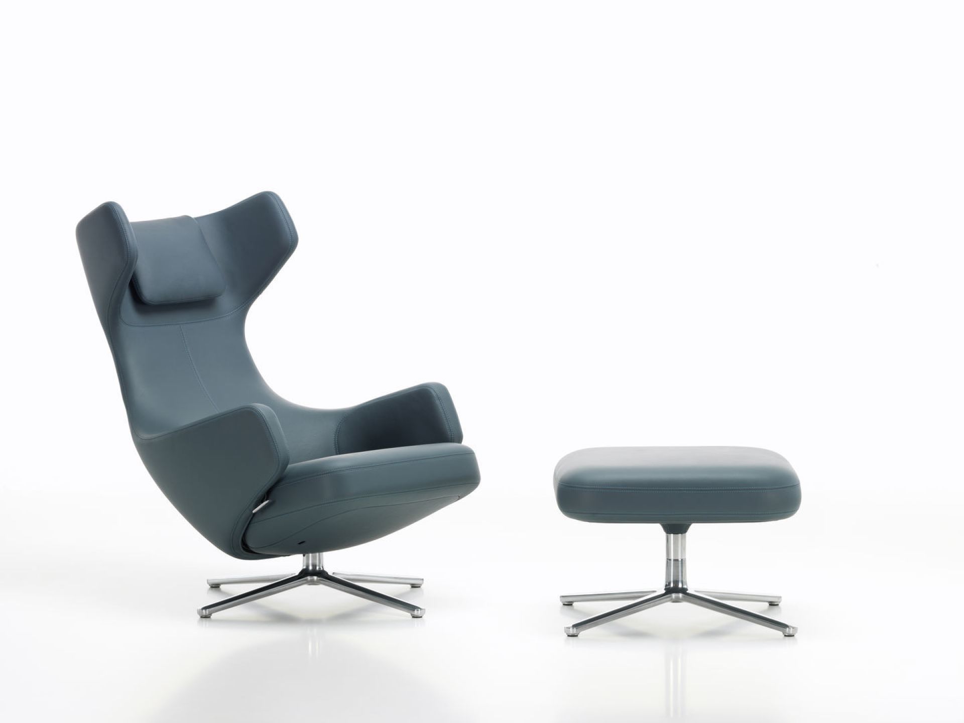 Grand Repos Fauteuil + Ottoman Vitra Poli Cosy Classic gris