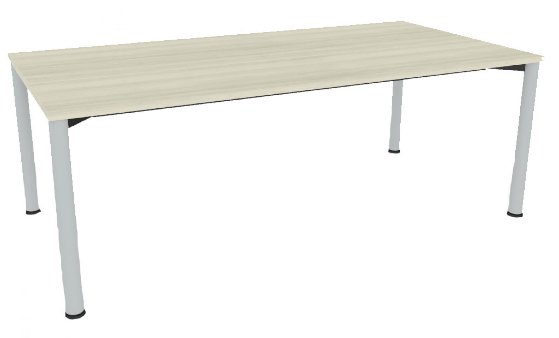 Systo Tec Konferenztisch von Palmberg, Bootsform, helle Tischplatte, silberne Beine, ideal für Besprechungen.