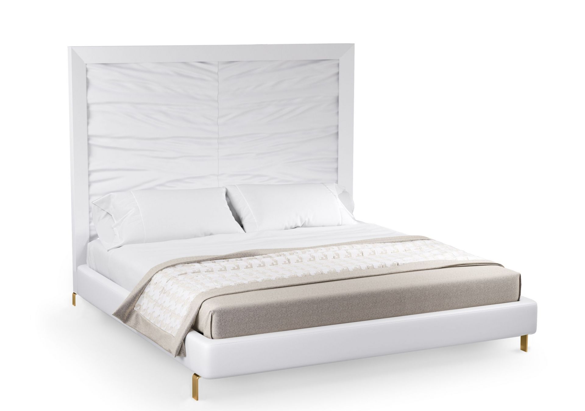 Onda lit cuir blanc et or mat Mansi London